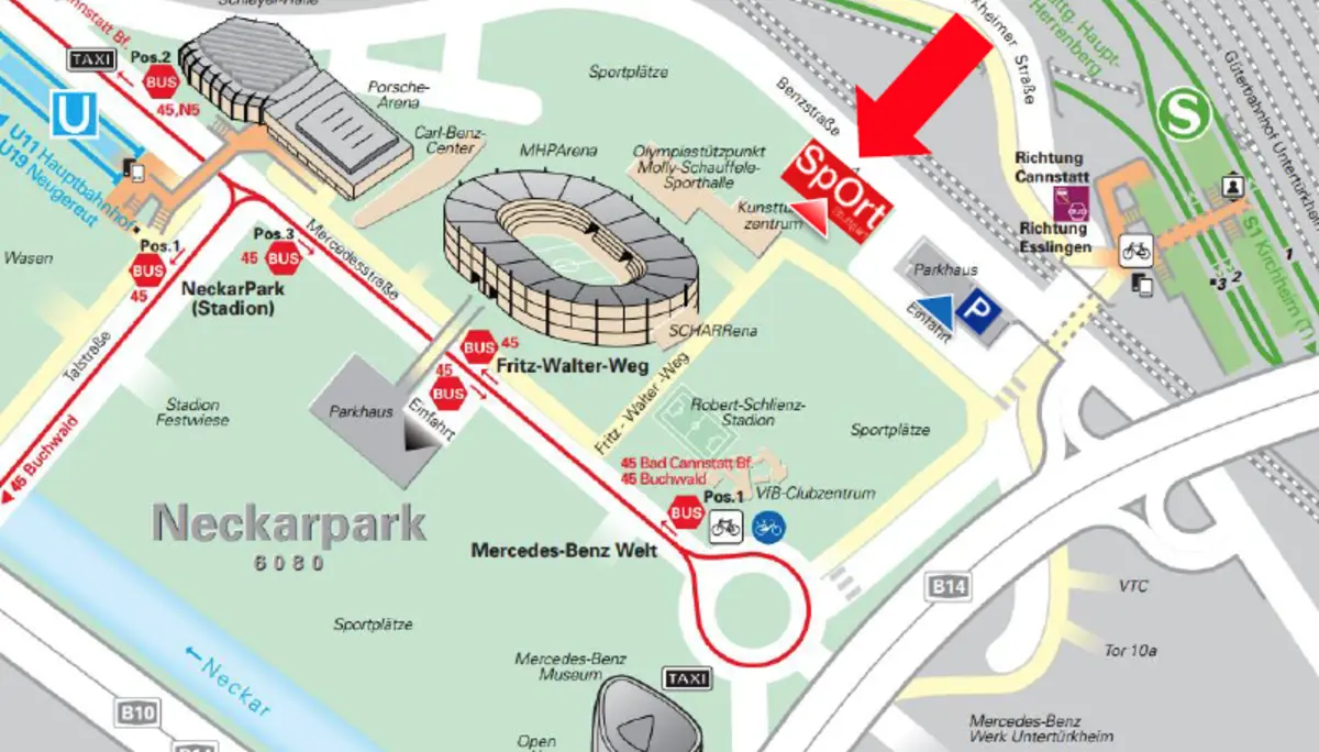 Anfahrtsskizze zum SpOrt Stuttgart | © SpOrt Stuttgart